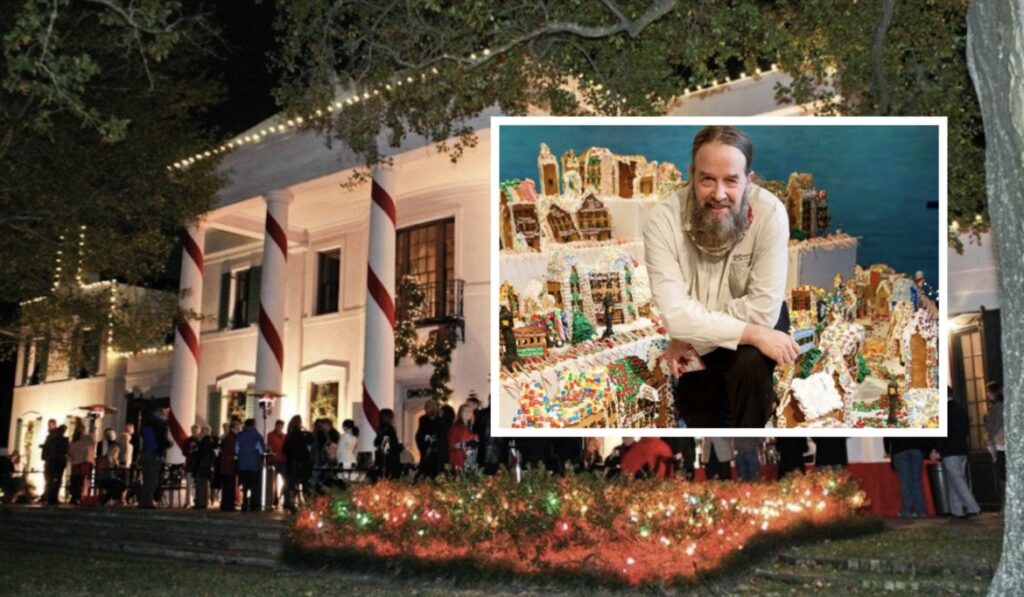 Recorrido navideño Christmas Village en Bayou Bend, Houston, con casas de jengibre artesanales y miles de luces decorativas.