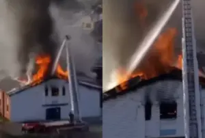 Incendio iglesia Houston con columnas de humo y fuerte despliegue de bomberos en el norte de Texas