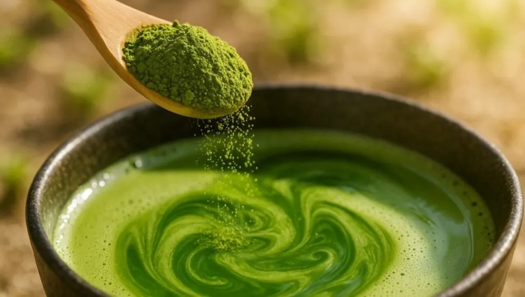 Matcha en Houston servido como latte en cafetería moderna con preparación artesanal y estilo contemporáneo
