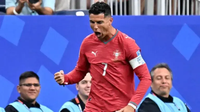 Cristiano Ronaldo celebra goles con Portugal durante partido del Mundial 2026