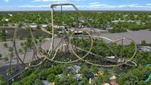 Montaña rusa Tormenta en Six Flags Over Texas antes de su apertura oficial