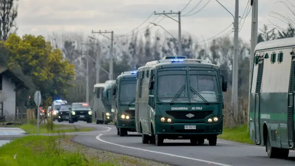 Reos trasladados durante la Operación Cancerbero bajo el nuevo régimen de máxima seguridad aplicado por el Gobierno de Chile