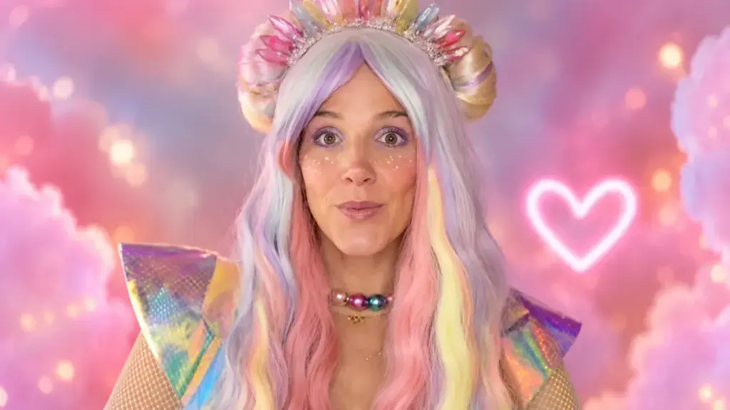 Natalia Alcocer caracterizada como Viki Tiky, su personaje infantil