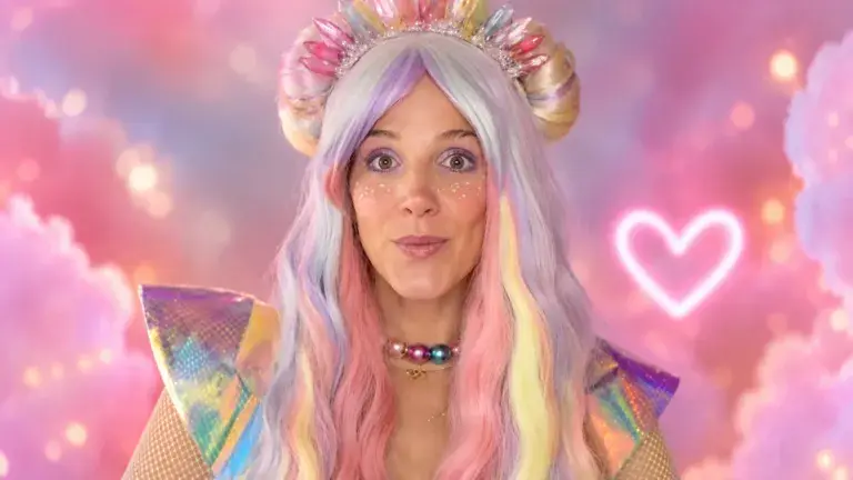 Natalia Alcocer caracterizada como Viki Tiky, su personaje infantil